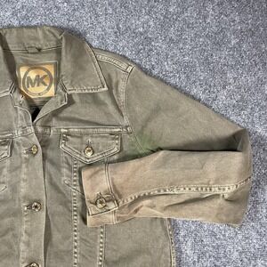 MK Michael Kors Trucker Jacket Womens Sz‎ Medium Olive Button Up Denim Jacket